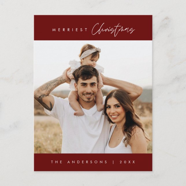 Cartão Postal Foto da família de Natal mais feliz, Cozy moderno (Frente)