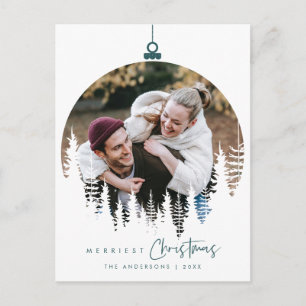 Cartão Postal Foto da família de Natal mais feliz e minimalista