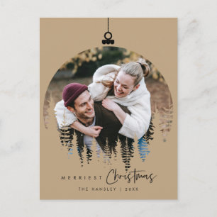 Cartão Postal Foto da família de Natal mais feliz e minimalista