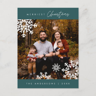 Cartão Postal Foto da família de Natal mais feliz e minimalista