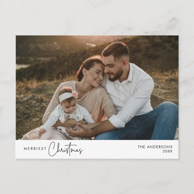 Cartão Postal Foto da família de Natal mais feliz, Felicidade de (Frente)