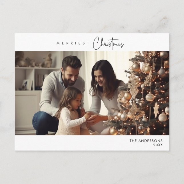 Cartão Postal Foto da família de Natal mais feliz, Felicidade de (Frente)