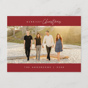 Cartão Postal Foto da família de Natal mais feliz, minimalista m