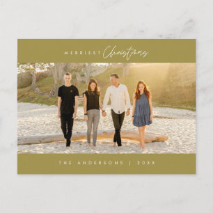 Cartão Postal Foto da família de Natal mais feliz, minimalista m