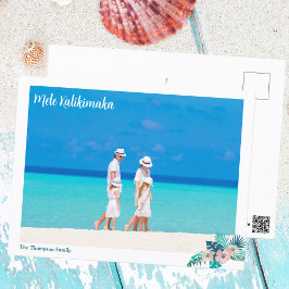 Cartão Postal Foto da família de praia Mele Kalikimaka Hibiscus 