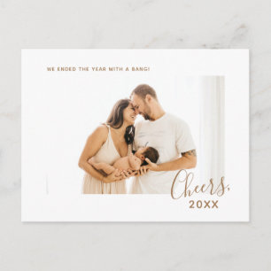 Cartão Postal Foto da Família Elegante Minimalista Moderna Ano N