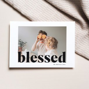 Cartão Postal Foto da família Feliz Ação de Graças Abençoado