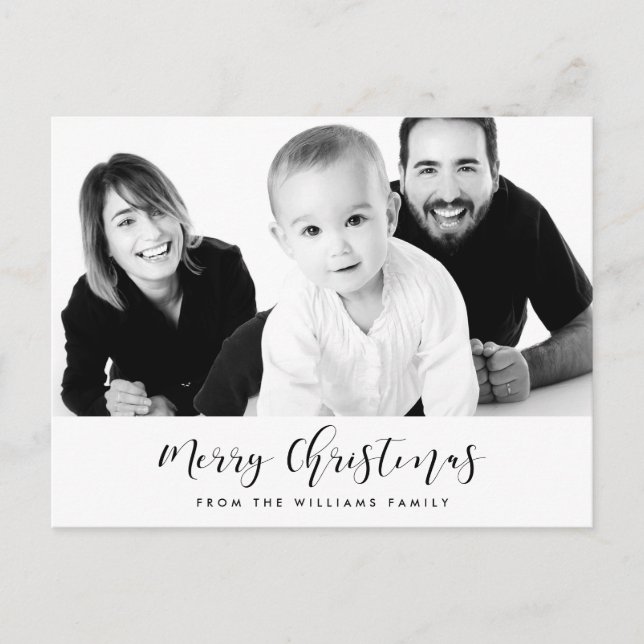 Cartão Postal Foto da família Feliz de Natal (Frente)