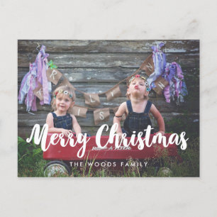 Cartão Postal Foto da família Modern Merry Christmas