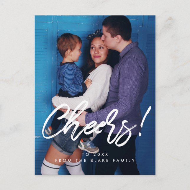 Cartão Postal Foto da família Modern New Year (Frente)