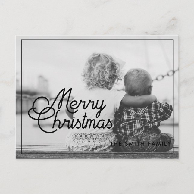 Cartão Postal Foto da família retro Feliz Natal (Frente)