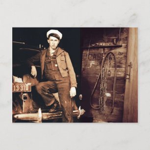 Cartão Postal Foto da jovem Mechanic Vintage