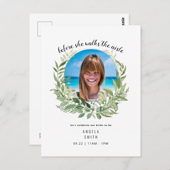 Cartão Postal Foto da Noiva Antes de Caminhar para o Chuveiro de (Frente/Verso)