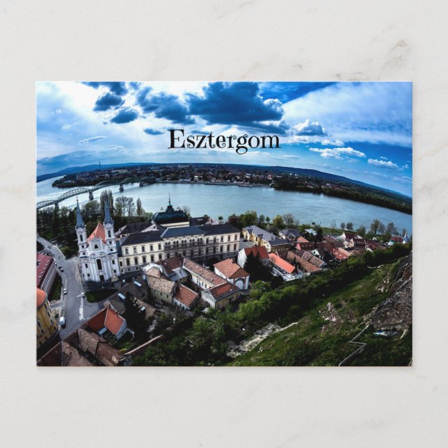 Cartão Postal Foto da paisagem de Esztergom (Frente)