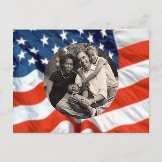 Cartão Postal Foto da Primeira Família do Presidente Obama Améri (Frente)
