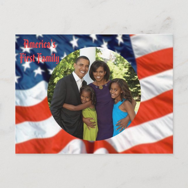 Cartão Postal Foto da Primeira Família do Presidente Obama Améri (Frente)