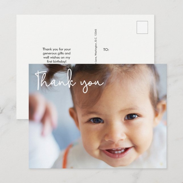 Cartão Postal Foto da primeira festa de aniversário da Baby Girl (Frente/Verso)