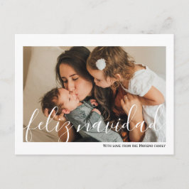 Cartão Postal Foto da Tipografia Minimalista Feliz Navidad