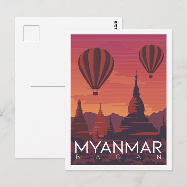Cartão Postal Foto da Viagem de Bagan Myanmar (Frente/Verso)