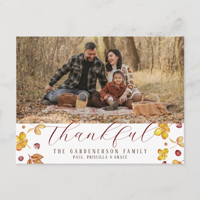Cartão Postal Foto de Ação de Graças de Outono (Frente)
