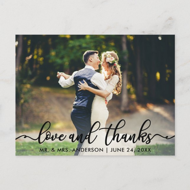 Cartão Postal Foto de Amor e Agradecimento de Casamento (Frente)