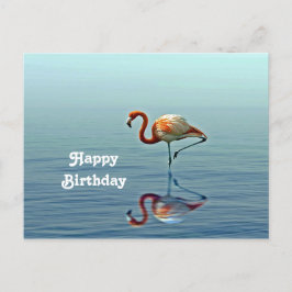 Cartão Postal Foto de aniversário da reflexão do flamingo rosa d