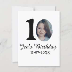 Cartão Postal foto de aniversário de 10 anos com nome de criança