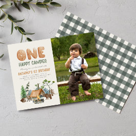 Cartão Postal Foto de Aniversário de 1 Ano de um Acampador Feliz