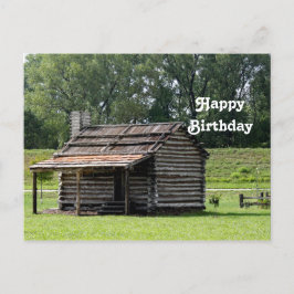 Cartão Postal Foto de Aniversário de Cabana Rústica de Troncos