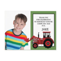 Foto de aniversário verde do Red Trator Obrigado