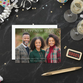 Cartão Postal Foto de Ano Novo da Família Festiva