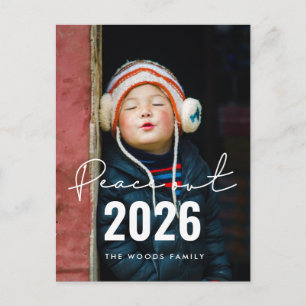 Cartão Postal Foto de Ano Novo minimalista da Paz 2025