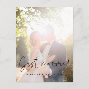 Cartão Postal Foto de anúncio minimalista de recém-casados