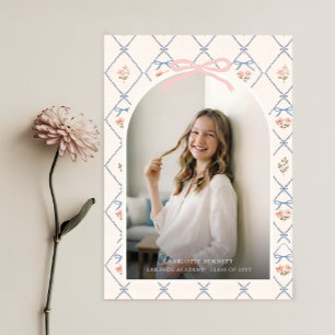 Cartão Postal Foto de Arco Moderno com Laço Floral Agradecimento