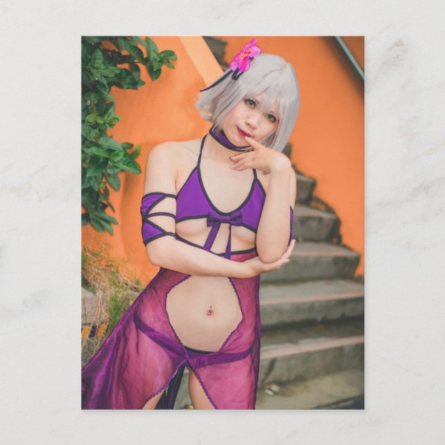 Cartão Postal Foto de Bela Ásia Bonito com Anime Cosplay  (Frente)
