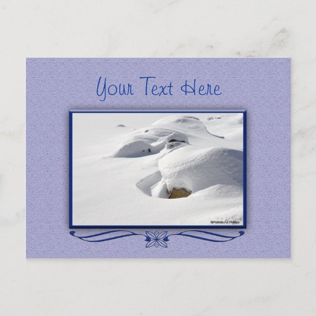 Cartão Postal Foto de Bela Cênica de Neve Sobre Rochas Personali (Frente)
