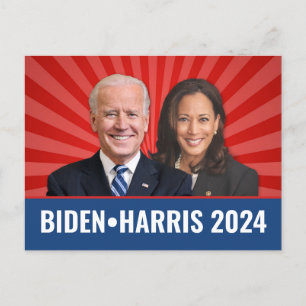 Cartão Postal Foto de Biden Harris - 2024 star - Azul Branco Ver