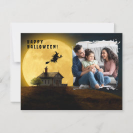 Cartão Postal Foto de bruxa negra feliz do halloween