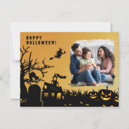 Cartão Postal Foto de bruxa negra feliz do halloween