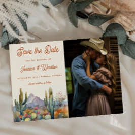 Cartão Postal Foto de Cactus do Deserto Moderno Salva a Data