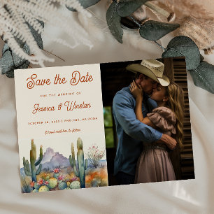 Cartão Postal Foto de Cactus do Deserto Moderno Salva a Data