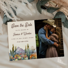 Cartão Postal Foto de Cactus do Deserto Moderno Salva a Data