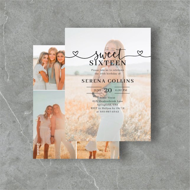 Cartão Postal Foto de Caligrafia Cardíaca Doce 16 (Criador carregado)