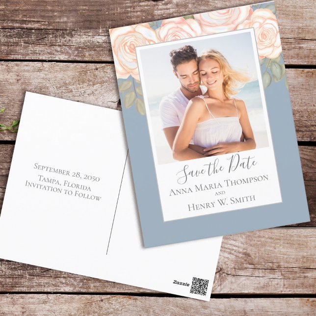 Cartão Postal Foto De Caligrafia Floral De Blush Por Aquarela El (Criador carregado)