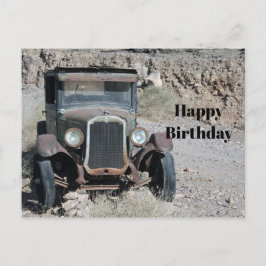 Cartão Postal Foto de Carro Enferrujado Rústico de Aniversário