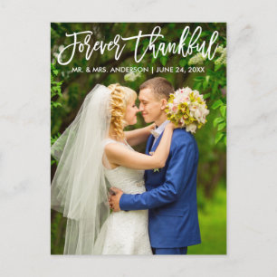 Cartão Postal Foto de casamento Brush Script Modern para Sempre 