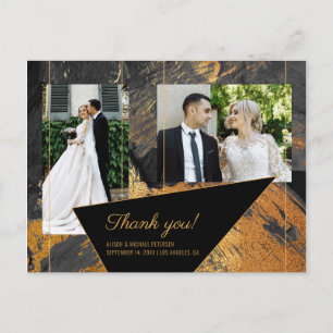 Cartão Postal Foto de casamento cinza dourado pintada acrílico o