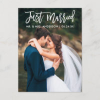 Foto de casamento com letra pincel moderna recém-c
