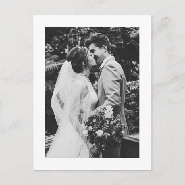 Cartão Postal Foto de Casamento com Tipografia de Script Minimal (Frente)
