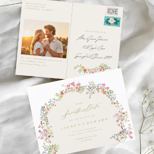 Cartão Postal foto de casamento da primavera de arca floral eleg